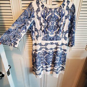 Blue and white dress